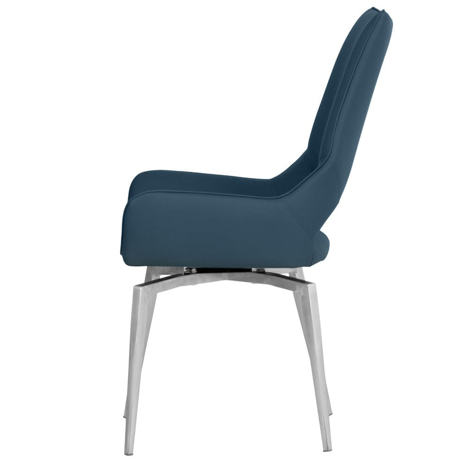 Milan Chrome Blue Swivel Dining Chair Chiltern Oak Furniture